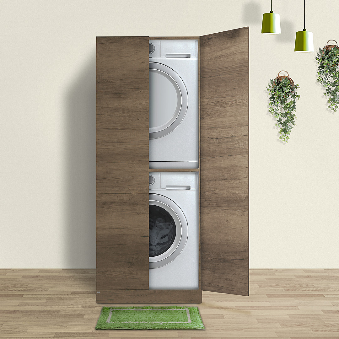 Colonna lavatrice-asciugatrice Klara 70x70 con Ante push
